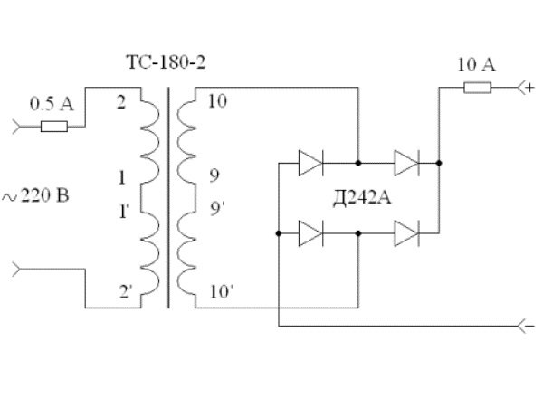 Изготовление зарядного устройства для автомобильного аккумулятора, схема