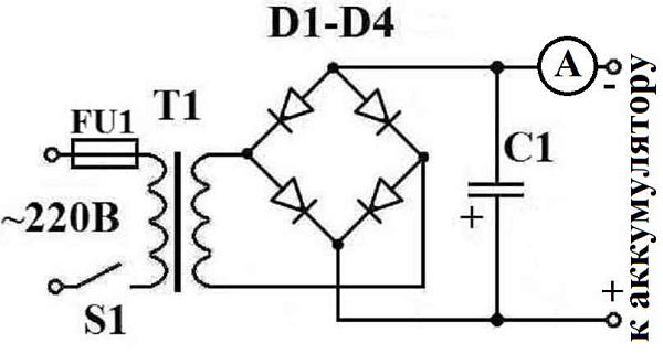 Простое зарядное устройство для автомобильного аккумулятора своими руками