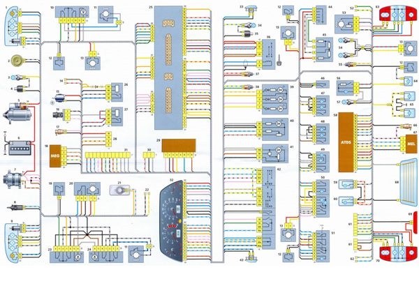 Электрическая схема ВАЗ 21214 (21213, 2121 и 2131) Нива инжектор и карбюратор с описанием проводки