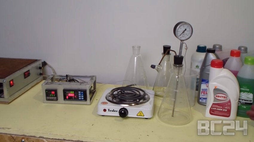 Тест антифриза и тосола на температуру кипения и горение